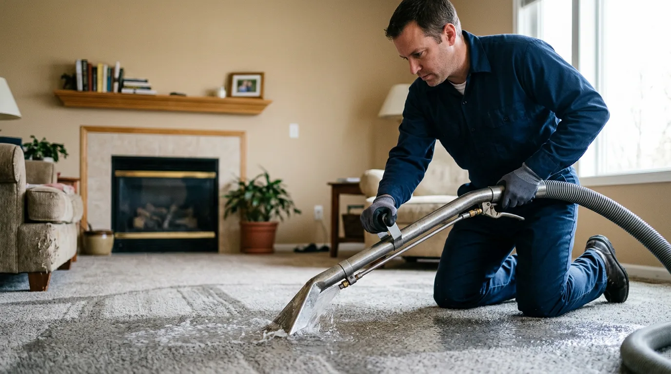 Water damage restoration technician working near Maben, WV